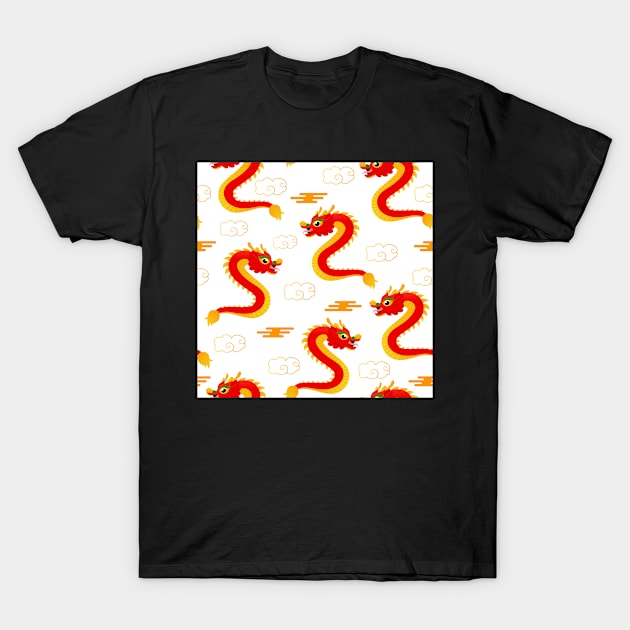 Chinese dragon and clouds T-Shirt by Lozovytska